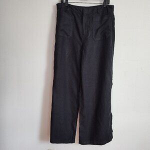 Ladies SZ 12P Madewell Black Linen Flare-Leg Pant